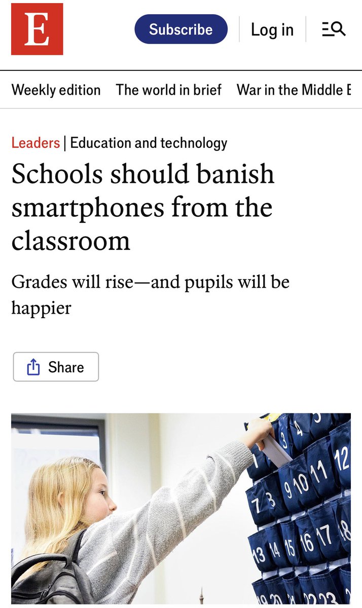 📵 Cada vez más países restringen los móviles en las aulas.
Un ensayo con 17.000 estudiantes en India muestra que prohibirlos mejora las notas, sobre todo entre los alumnos más débiles. The Economist 
La evidencia crece: los smartphones distraen más que ayudan en clase.