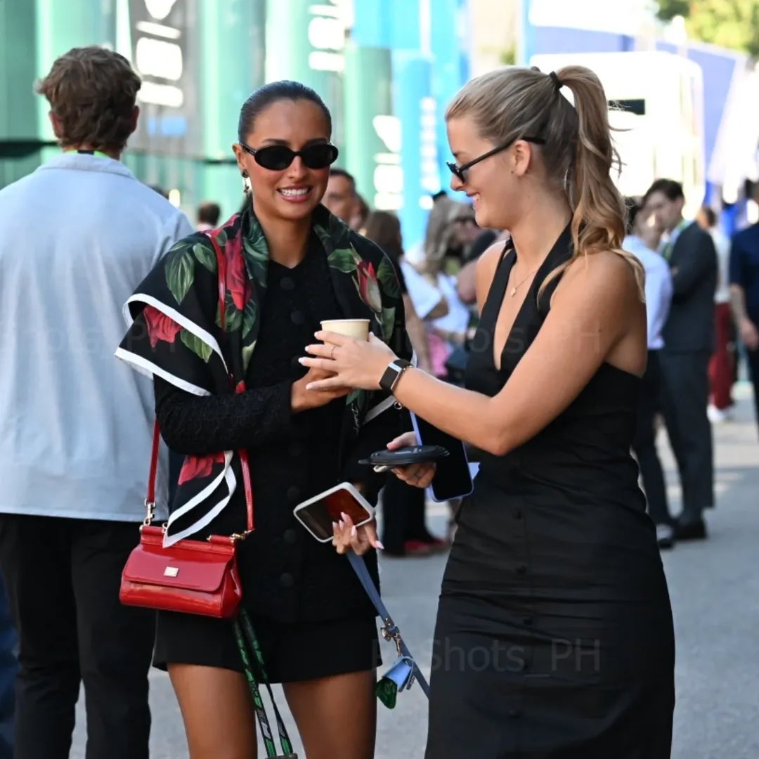 Alex &amp; Alicia in the paddock today 🖤