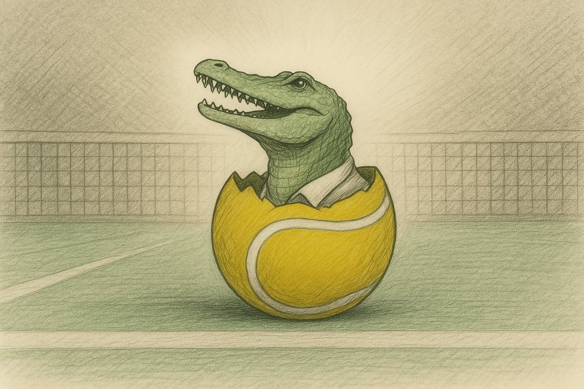 🧵 Thread Croco GOAT ✍️
1️⃣
🐊🎾 Croco GOAT was born on a tennis court.
While everyone dreamed of being the “GOAT” (Greatest Of All Time)… a crocodile burst out of a tennis ball to change the rules of the game.
👉 #MemeCoin #CrocoGOAT #Crypto #meme #coins #NFT #community #GOAT