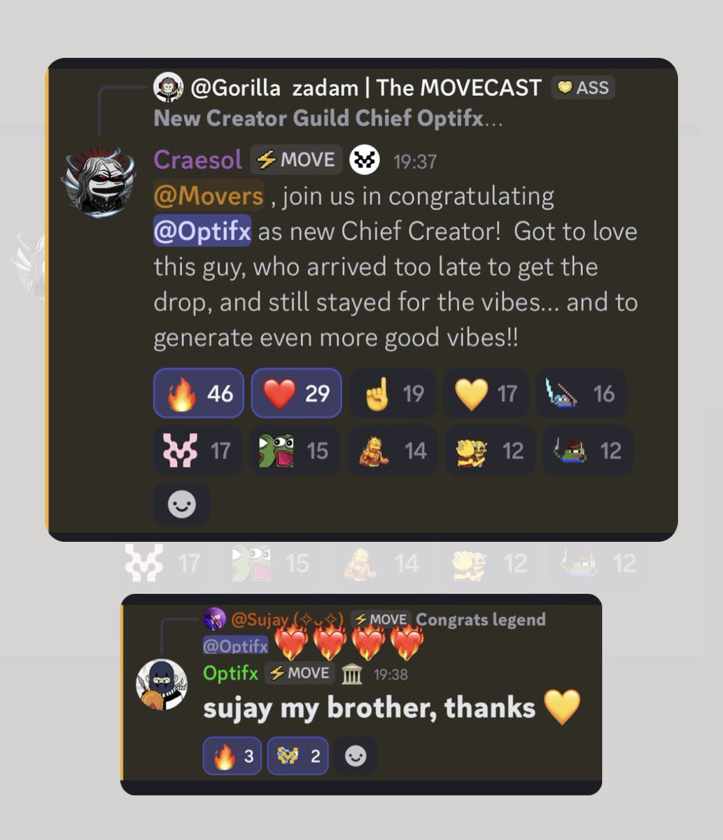 One of the happiest days today!
Our <a href="/tweeterstweeter/">Optifx 🦍⚡</a> has been named Chief Creator 🎉

someone who has always encouraged everyone and brought great energy to the space.

Truly happy for you, brother!