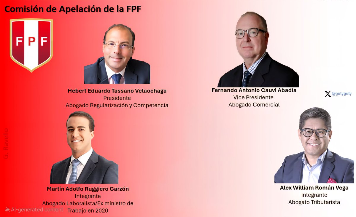 GutyGuty's tweet photo. Esta es la Comisión de Apelaciones que verá el caso de Alianza Lima, integrada por cuatro miembros. [Primera imagen]

En la Comisión Disciplinaria [2da imagen], aunque Grau se desgañite defendiendo a los suyos de absolutos objetivos (que es muy evidente que ellos se ponen mejor la camiseta de su club), y aunque haya confesado que es de Alianza (simpatizante en verdad, mientras los otros son tribuneros), la realidad es que ahí siempre operan en bloque: mayoría automática o unanimidad fabricada. No hay misterio. Y no olvidemos quién maneja los hilos: la secretaria técnica, la abogada Rudy D. Palomino, que es la que prepara, filtra y prioriza los casos. Los de la CD solo leen lo que ella les pone en el legajo, como notarios con sueldo.

Con ese panorama, la sanción a Gorosito tiene pocas chances de variar. Su gesto, interpretado como obsceno y provocador, será ratificado sin pestañear. Lo mismo con Garcés: la palabra de los oficiales de partido es dogma, aunque exageren o inventen. No hay apelación que valga. ¿La solución lógica? Que usen cámaras corporales durante los partidos, para que quede registro de cada palabra y cada gesto. Pero claro, eso nunca pasará en el Perú: aquí se prefiere la declaración solemne, así sea un disparate.

Ahora falta ver qué dicen los periodistas de siempre. Esos que, cuando Alianza reclama, se burlan y acusan de "victimizarse"; pero si el reclamo viene de la U, entonces hablan de “folclore” o de “agravio a sus sentimientos”. Se han vuelto auténticos snowflakes, se derriten al mínimo calor de un gesto, y mañana capaz se quejan porque alguien los miró "feo".

Y para rematar, recordemos la final del 2023: Carranza hizo un gesto directo contra Alianza Lima y ni se molestaron en sancionarlo. Sería interesante preguntarle hoy al propio Carranza qué opina de que su club ande enviando cartitas a la Federación pidiendo sanciones. Sobre todo él, que cuando Alianza reclamó, nos tachó de “llorones”.