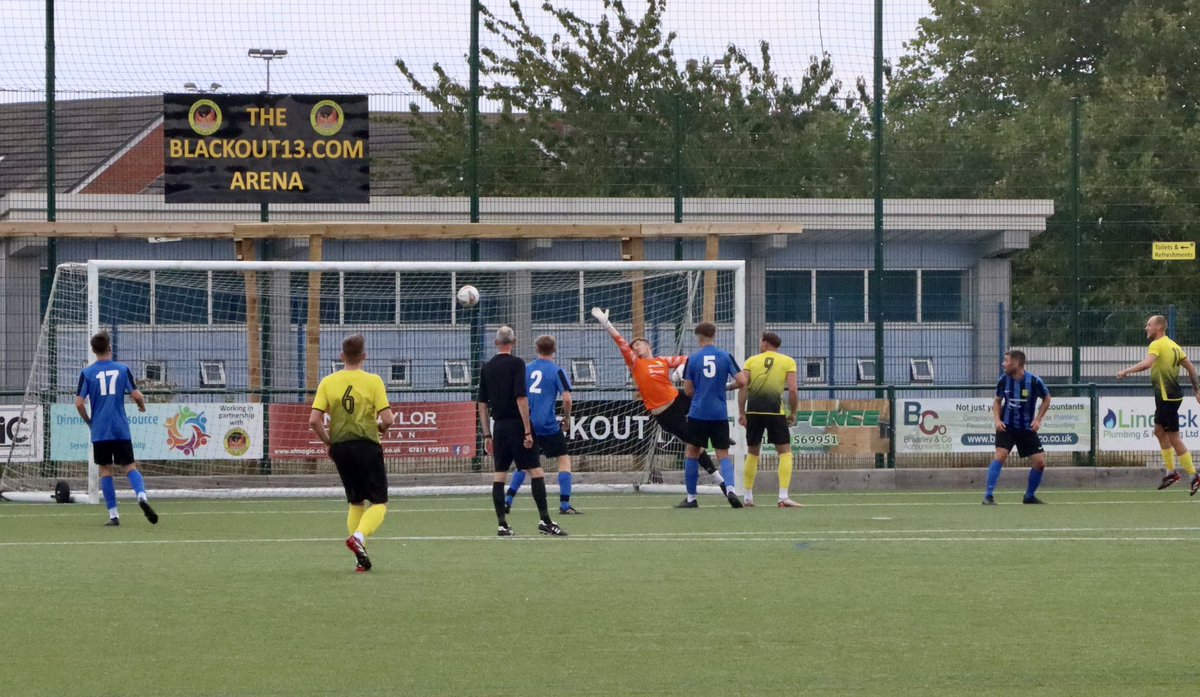 Liam Royles scores to give <a href="/DinnoTownFC/">Dinnington Town Football Club</a>  a 1-0 lead in this afternoons Crntral Midlands Alliance League game against <a href="/SJRWorksopFC/">SJR WORKSOP FC</a>
