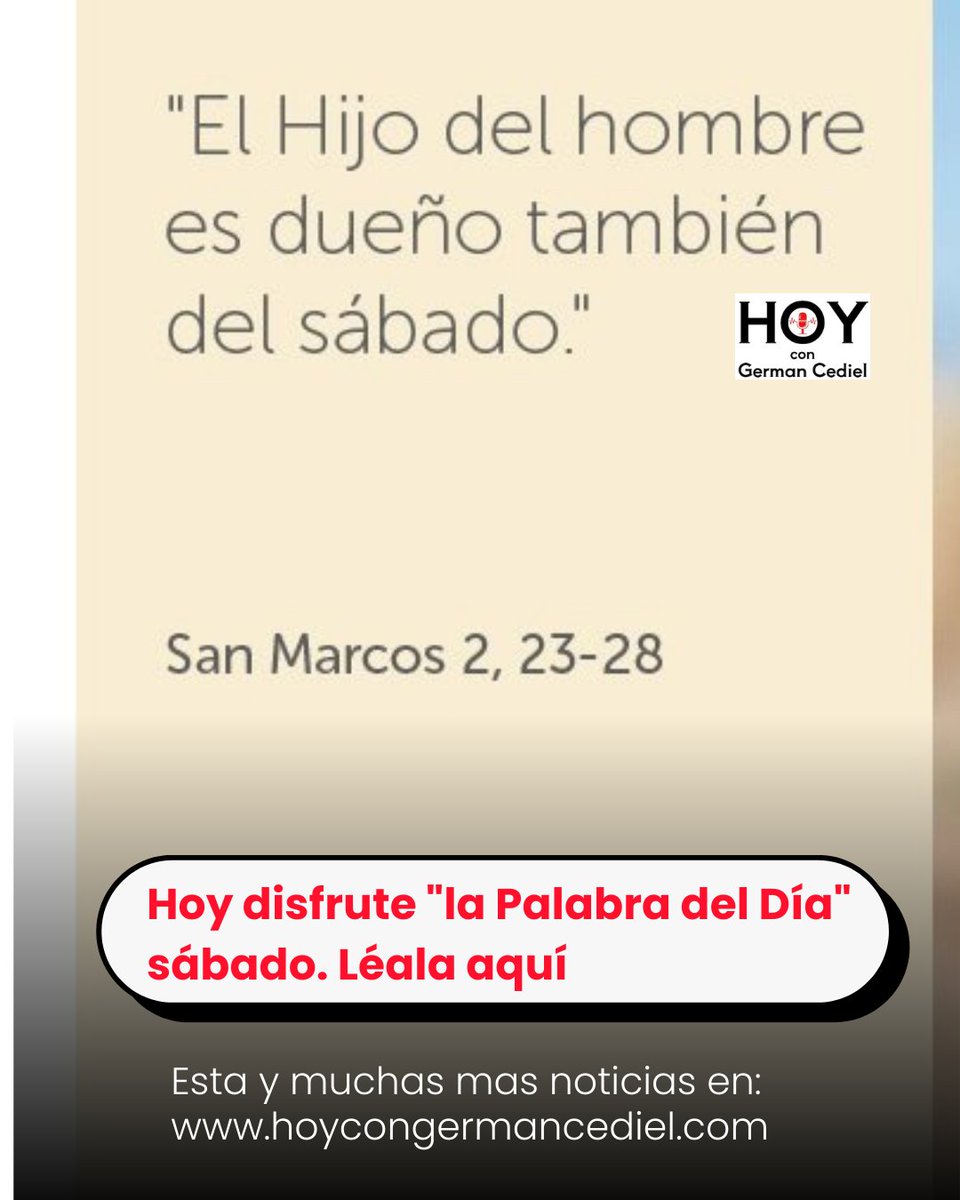 Hoy disfrute "la Palabra del Día" sábado. Léala aquí: hoycongermancediel.com/?p=51153