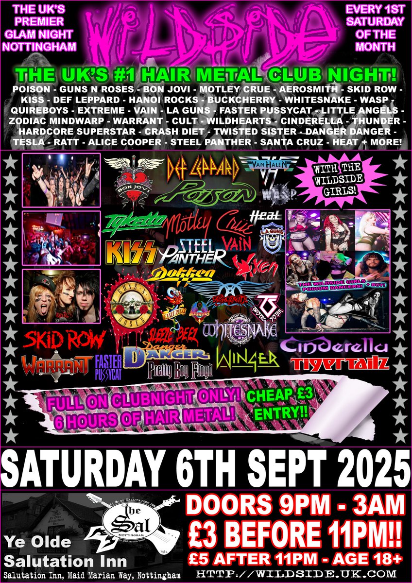 wildside_glam's tweet photo. ⭐️WILDSIDE⭐️ this Saturday night!

The best in Hair Metal / Glam / Hard Rock / 80's Rock Anthems / AOR / Melodic Rock / Sleaze 'n' Cheese - LETS PARTY! 🤩

#HairMetal / #Glam / #HardRock / #80sRockAnthems / #AOR
Salutation Inn - Nottingham UK 
Saturday 6th Sept 
9PM doors open! https://t.co/yUSeusMjCK
