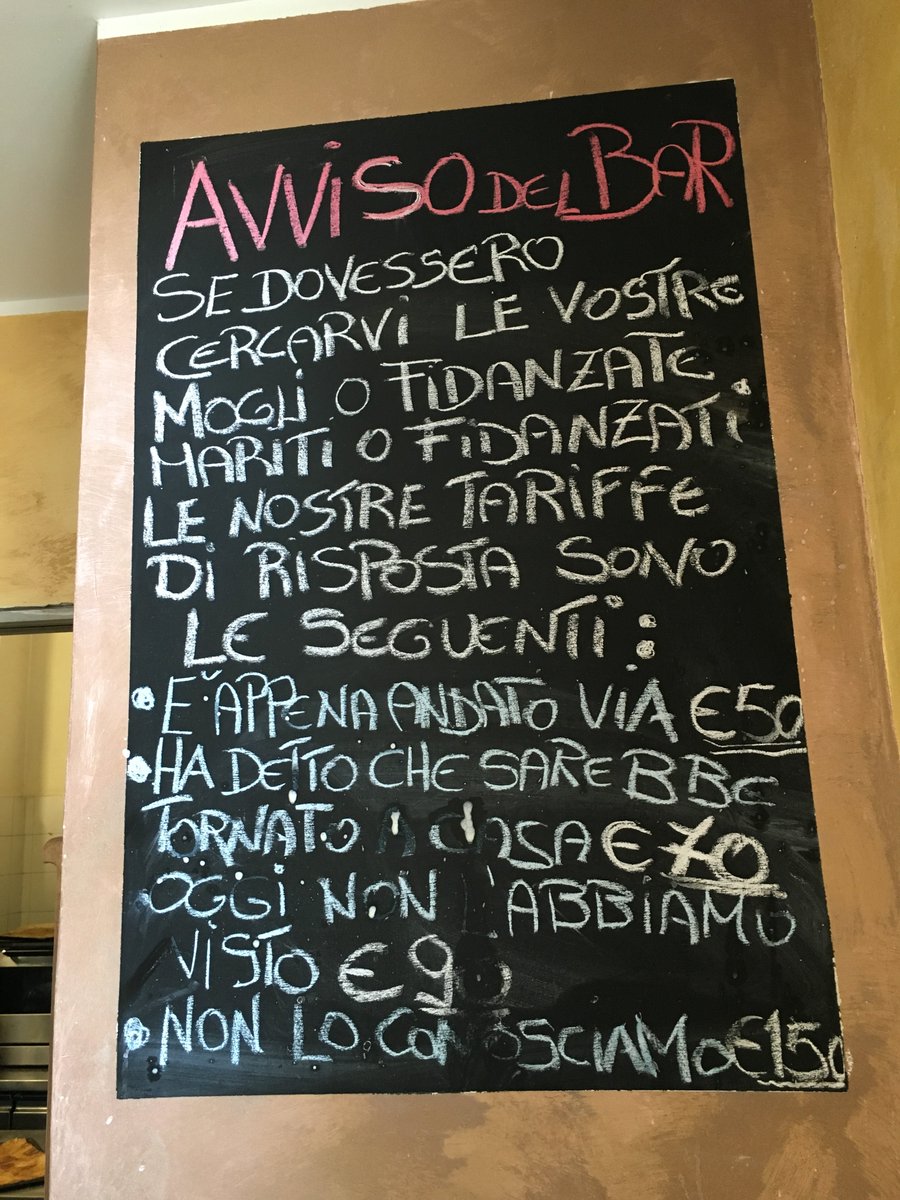 In un bar zona Flaminio a Roma appena varcato l’ingresso c’era questo cartello
