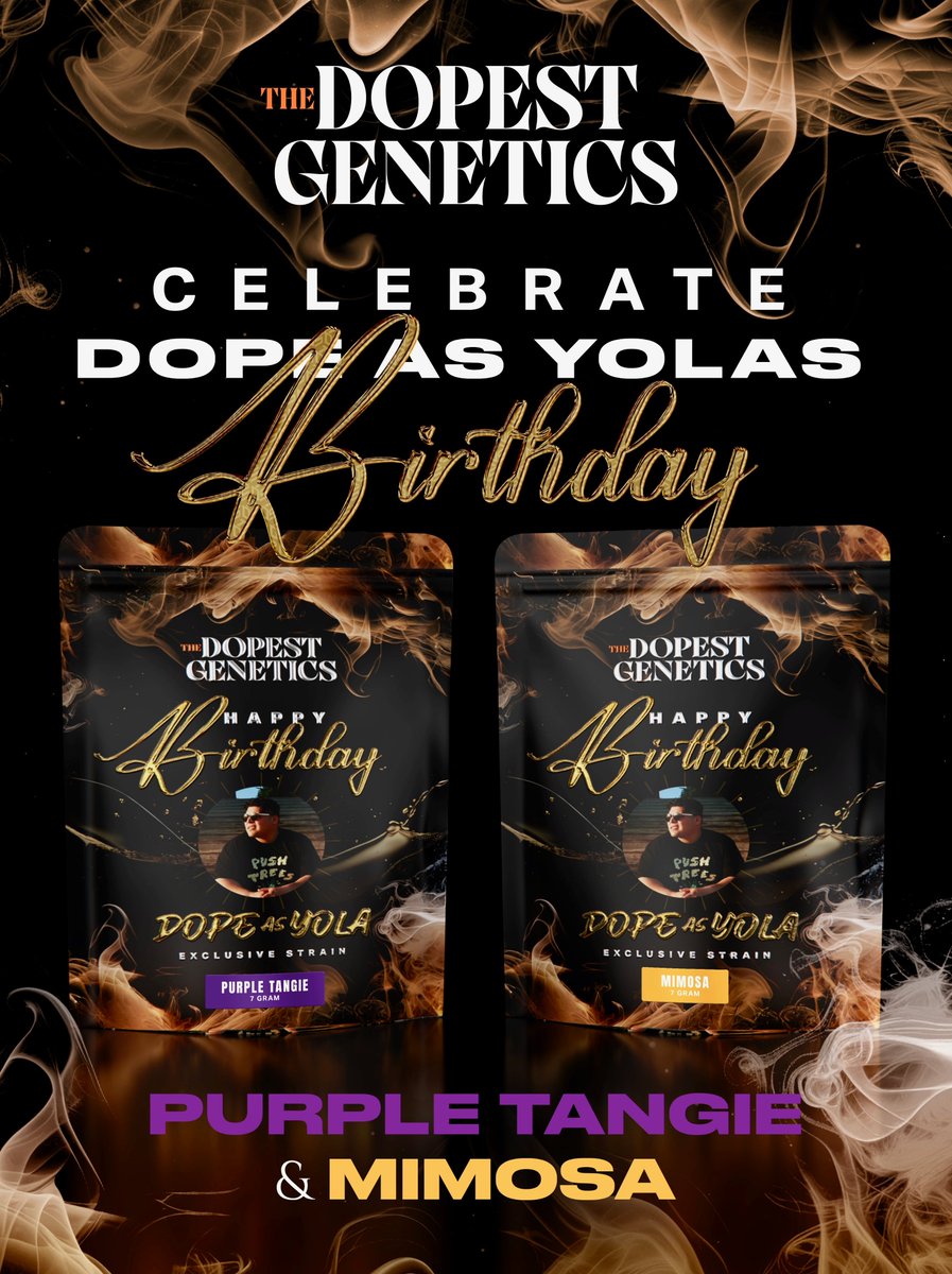 Happy Birthday Dope as Yola!  We released 2 indoor smalls in limited edition packaging: Purple Tangie &amp; Mimosa.  These strains might be 2 of the best we've ever done in Smalls and they're $19.95 for 7 grams.  These won't last long .#dopeasyola #birthday