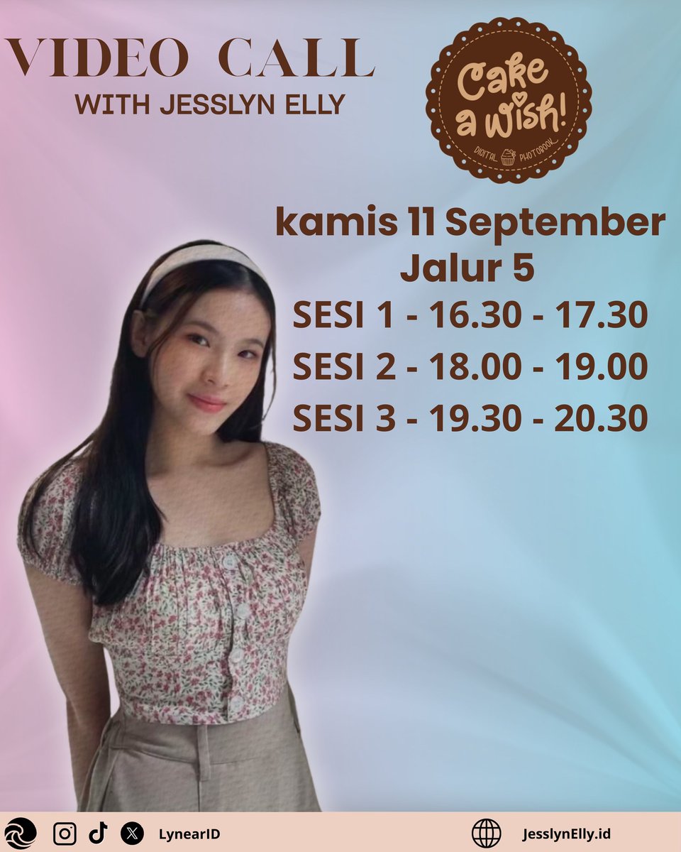 LynearID (@lynearid) on Twitter photo Siapa nih yang udah ga sabar ketemu sama ci <a href="/SE_LynJKT48/">Jesslyn Elly</a> bulan ini😁
Pre-Order OFC: 8 September 2025, 21.00 WIB
Pre-Order General: 9 September 2025, 21.00 WIB
Jadwal VC :
Kamis, 11 September 2025
Ditunggu di WR ya teman-teman🥰
#VidcalLyn Siapa nih yang udah ga sabar ketemu sama ci <a href="/SE_LynJKT48/">Jesslyn Elly</a> bulan ini😁
Pre-Order OFC: 8 September 2025, 21.00 WIB
Pre-Order General: 9 September 2025, 21.00 WIB
Jadwal VC :
Kamis, 11 September 2025
Ditunggu di WR ya teman-teman🥰
#VidcalLyn