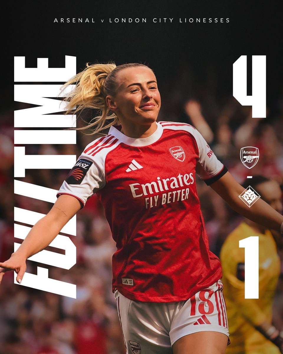 falagooner's tweet photo. FIM DE JOGO NO EMIRATES!
Nossa temporada começa com goleada diante da torcida
⚽️ Olívia Smith
⚽️ Kelly
⚽️ Stina Blackstenius
⚽️ Maanum
Come on you Gunners! ❤️
#ArsenalWomen #ARSLCL #BarcalysWSL https://t.co/O4jUCDyOup