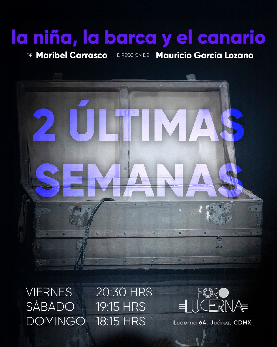 La barca no es solo un objeto, es la metáfora de un viaje que todos emprendemos cuando buscamos un nuevo lugar en el mundo.

2 ÚLTIMAS SEMANAS

📍 <a href="/ForoLucerna/">Foro Lucerna</a> 
🕒 Viernes 20:30 h | Sábado 19:15 h | Domingo 18:15 h
🎟 Taquilla y <a href="/Ticketmaster_Me/">Ticketmaster México</a> 
👧🏽🧑🏻 +12 años