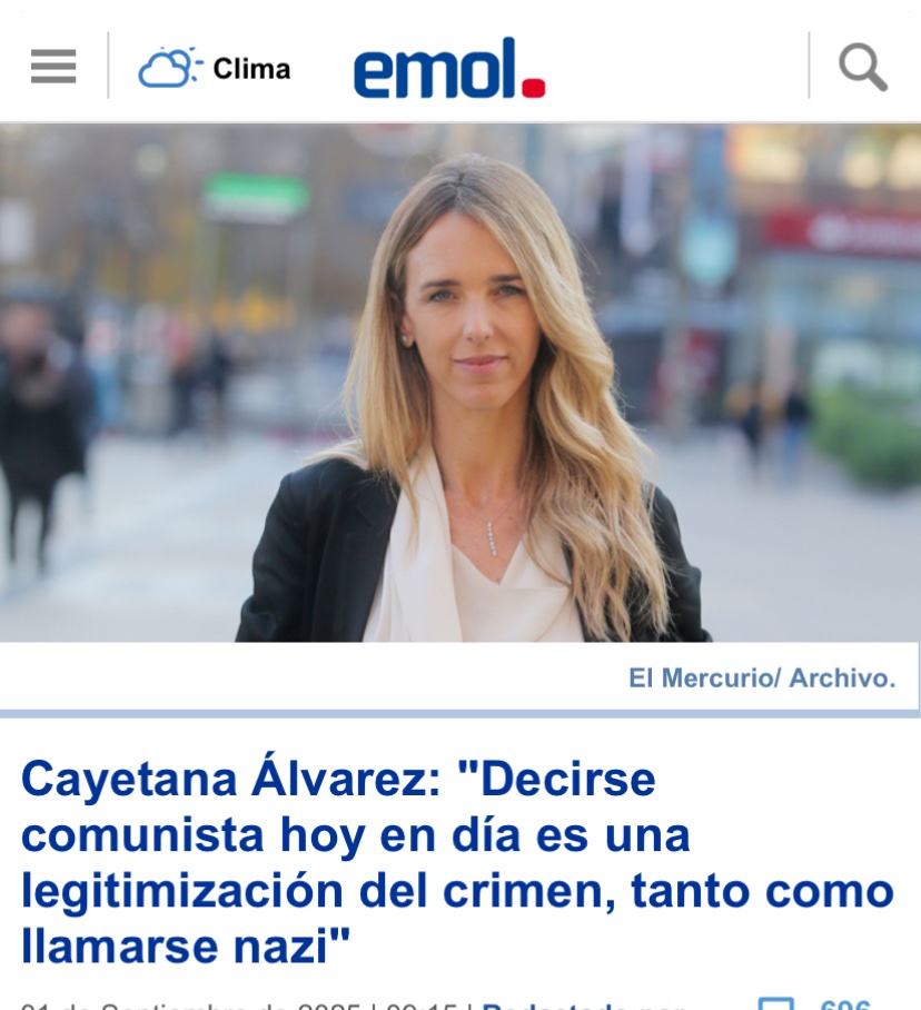 📍Comparar comunismo con nazismo es una falsedad peligrosa. El nazismo fue exterminio y odio y se condena. El comunismo es parte de la democracia en Chile y otros países. <a href="/cayetanaAT/">Cayetana Álvarez de Toledo</a> no vino a debatir, vino a atacar a <a href="/jeannette_jara/">Jeannette Jara Román</a>. Las mentiras no derrotan ideas, los votos sí