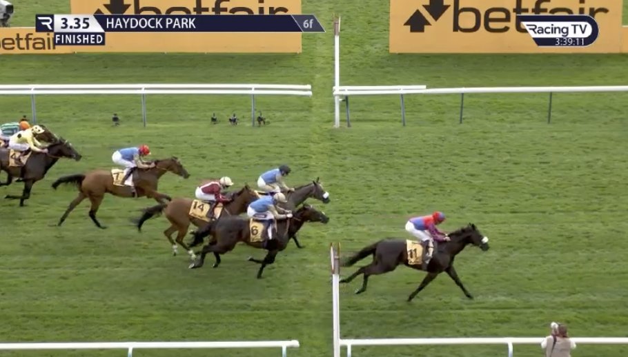 Flora Of Bermuda (Dark Angel), criada por <a href="/OutsiderBl/">Francisco E. Bernal</a>, termina tercera, en foto con el segundo, del Betfair Sprint Cup Stakes (Grupo 1) en Haydock.