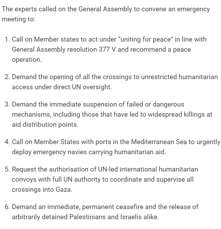 Law4Palestine's tweet image. 45 UN experts have issued an urgent appeal for an emergency meeting of the UN General Assembly to demand an end to Israel’s occupation of Palestine, as genocide and a man-made famine unfold in Gaza.
They endorse our call -along with over 1,000 organisations worldwide- for a