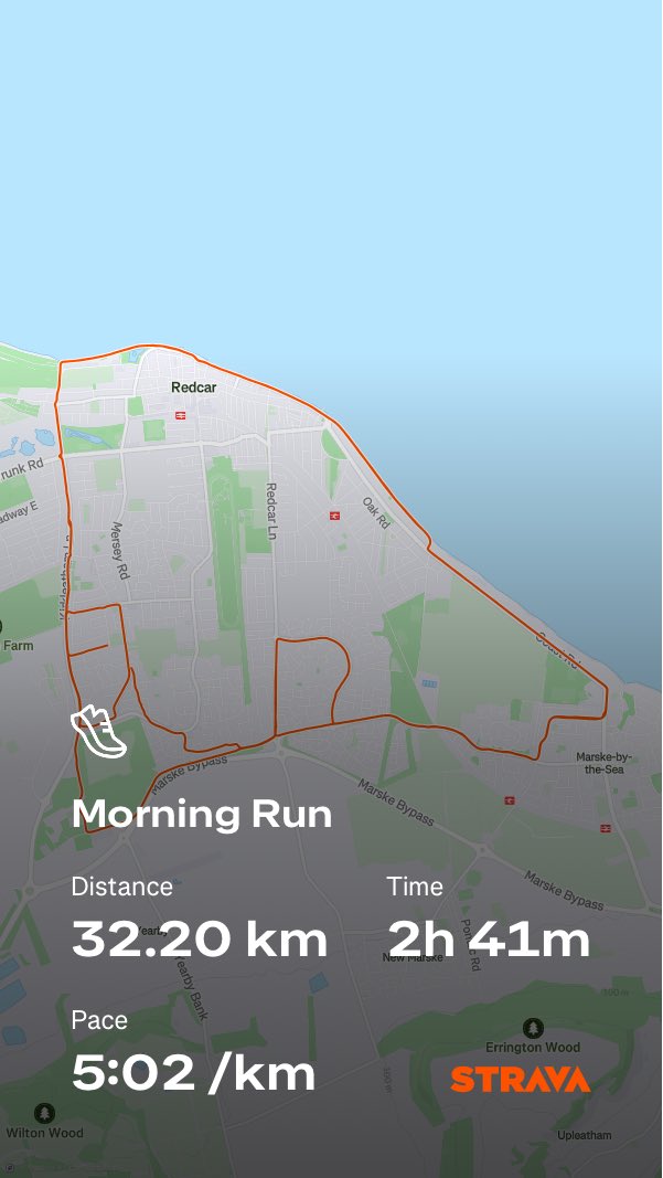 First 20 miler of this training block. Yorkshire marathon in 6 weeks👍 ⁦<a href="/UKRunChat/">UKRunChat</a>⁩ ⁦<a href="/RunYorkshire/">The Yorkshire Marathon</a>⁩