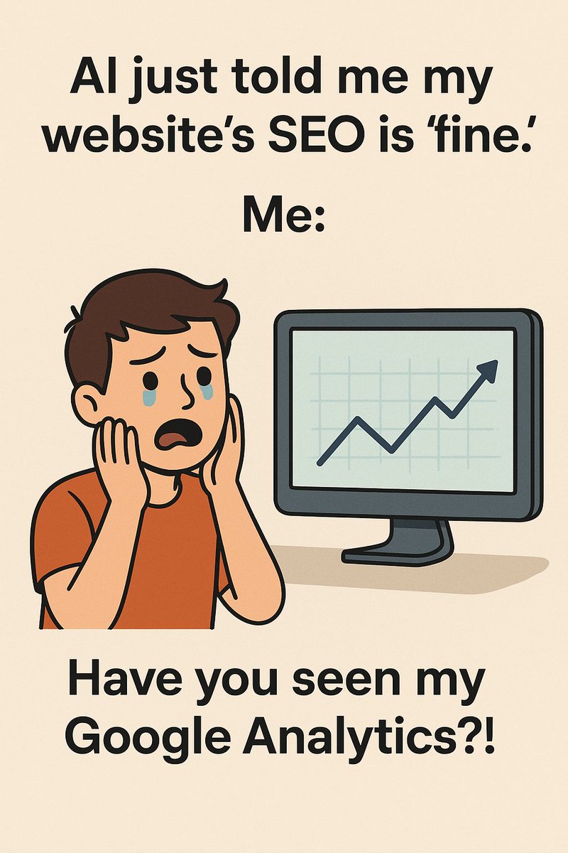 AI just told me my website’s SEO is ‘fine.’
Me: Have you seen my Google Analytics?! 😭
#SEOhumor #AI #DigitalMarketing #SEOtips"