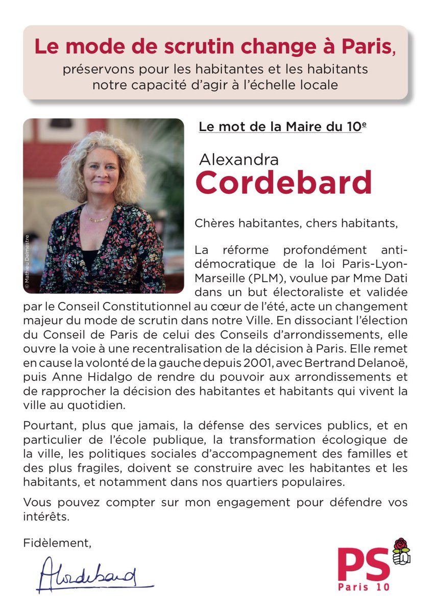 PS Paris 10e 🐝🌹🇪🇺 (@psparis10) on Twitter photo Toute cette fin de semaine, <a href="/ACORDEBARD/">Alexandra Cordebard</a> et les socialistes du dixième étaient à la rencontre des habitant.e.s pour informer sur les conséquences néfastes de la réforme #PLM sur la démocratie et les services publics de proximité #Municipales2026 🌹✊ Toute cette fin de semaine, <a href="/ACORDEBARD/">Alexandra Cordebard</a> et les socialistes du dixième étaient à la rencontre des habitant.e.s pour informer sur les conséquences néfastes de la réforme #PLM sur la démocratie et les services publics de proximité #Municipales2026 🌹✊