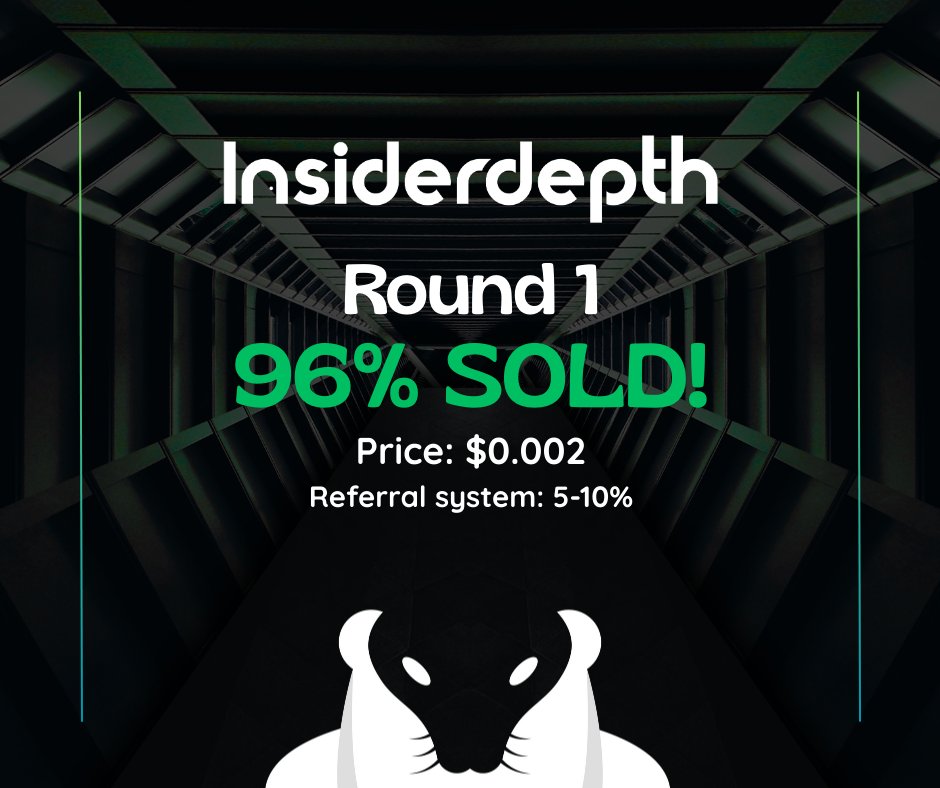 insiderdepth_'s tweet photo. INSIDER: 96% SOLD! 🔥 Only 4% tokens left in Round 1!
Hurry to grab tokens at the best price! ⌛️ 

Join our investor group for long/short, scalp &amp; swing trades.
👉 More info: https://t.co/IjnvTJyBXt https://t.co/wsQFYsBxH2