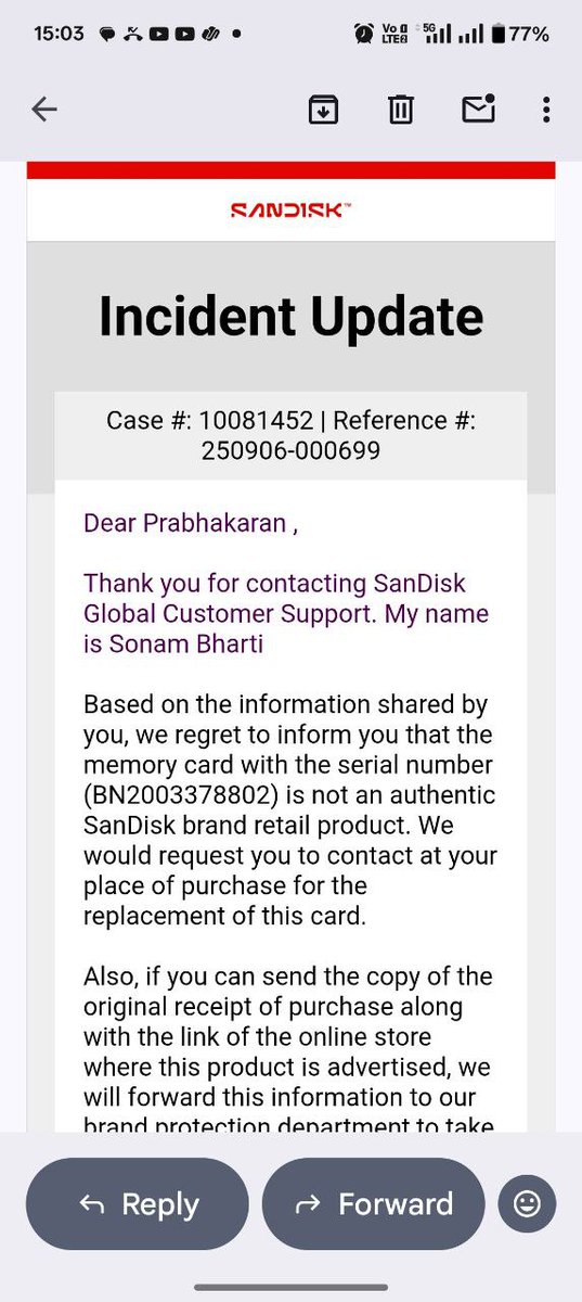 donpraba1995's tweet photo. @AmazonHelp After talking with Sandisk brand customer care ,come to know that this is a fake product,I request @AmazonHelp for the return of this product and the  whole world buys stuff from Amazon,that to basic products like pendrive,I request Amazon to select sellers carefully https://t.co/UJT3kQlnum