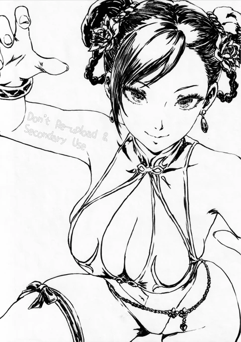 春麗。筆ペン画&筆ペン抜きver Chun-Li, Without or Only brushpen ver. 𝔽𝕒𝕟𝕒𝕣𝕥 𝕠𝕗 #StreetFighter6