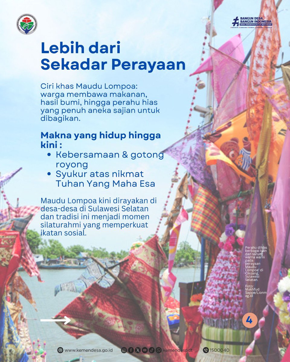 Maudu Lompoa: Tradisi Maulid Nabi dari Sulawesi Selatan ✨

Sudah ada sejak abad ke-17 di Desa Cikoang, Takalar, tradisi ini jadi wujud syukur, kebersamaan, dan silaturahmi warga.