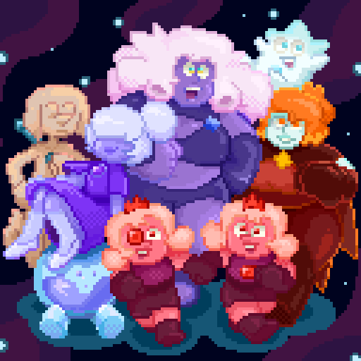 group pictur 
chars: 
violet(<a href="/RollD6ToPom/">D6🎲</a>) 
plume agate (<a href="/cheekydeekers/">cheekers🔞 (comms open)</a>) 
pygmy(<a href="/ThatBishi/">The Bish</a>)  
star rubies (<a href="/earth2dogma/">Dogm-α 🔞 BUTLERIAN JIHAD NOW</a>)  
peacock (mine)
and zirconia!