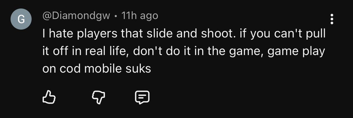 Every day I see a comment dumber than the last: ‘If you can’t do it in real life, then don’t do it in the game.’ Like… do you actually kill people in real life? Do you respawn after you die? What’s even the point of this comment? 😂