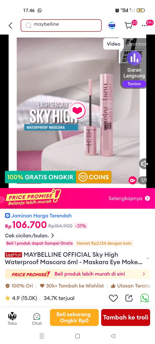 aku habis Search Keciduk Lazada mayan loh langsung dapat hadiah buat nanti lazada 9.9 mega brands sale, kalian buruan search juga apalagi nanti juga bakal ada crazy brand mega offer diskon s.d 990rb
lazada.co.id/products/-i709…