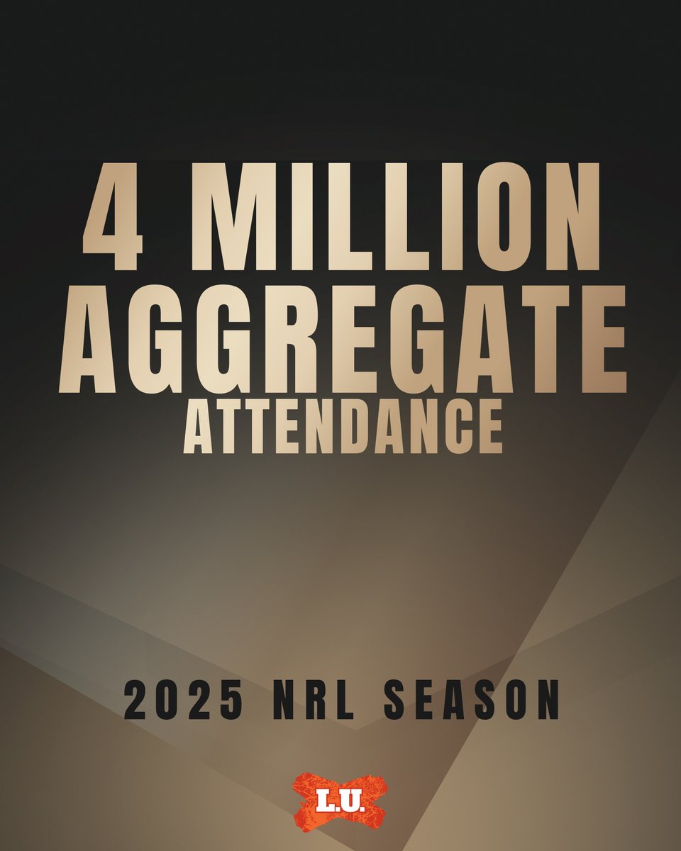 Tonight's crowd at Accor took the 2025 #NRL season past FOUR MILLION aggregate attendance across the year.

4,013,112 through the gates this year with tomorrow's games at Kayo and Commbank still to come!