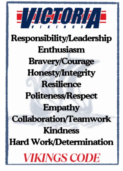 VictoriaPStvdsb's tweet photo. Our Vikings Code helps us to learn &amp; demonstrate how we positively contribute to the success of our school community, both as individuals and as a collective group! 

We are celebrating our Vikings for their contributions to our community this week! #VikingsPride @TVDSBcares https://t.co/JlFoW8YiwB