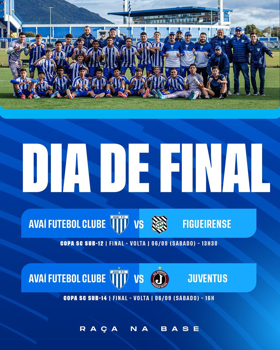 🦁🏟️ DIA DE FINAL!

A Raça da Base entra em campo neste sábado (06), na Ressacada, para as decisões na Copa SC:

📌 Sub-12 x Figueirense – 13h30
📌 Sub-14 x Juventus - 16h
🎟 Entrada: 1kg de alimento não perecível para doação

VAAAAMOS EM BUSCA DA TAÇA!

#RaçadaBase