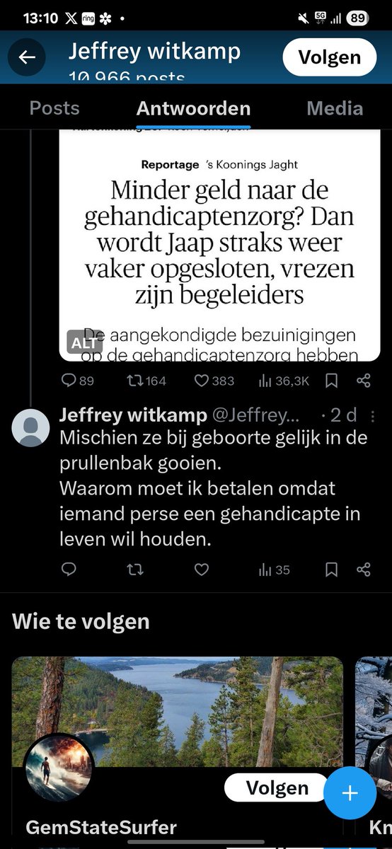 Wat een misselijk mannetje 🤮😤 is Jeffrey, ook is hij zich niet bewust van het feit dat iedereen 1 moment verwijderd kan zijn van een handicap door ongeluk of ziekte.
Graag massaal rapporteren, dat helpt soms wel. #AlledaagsValidisme