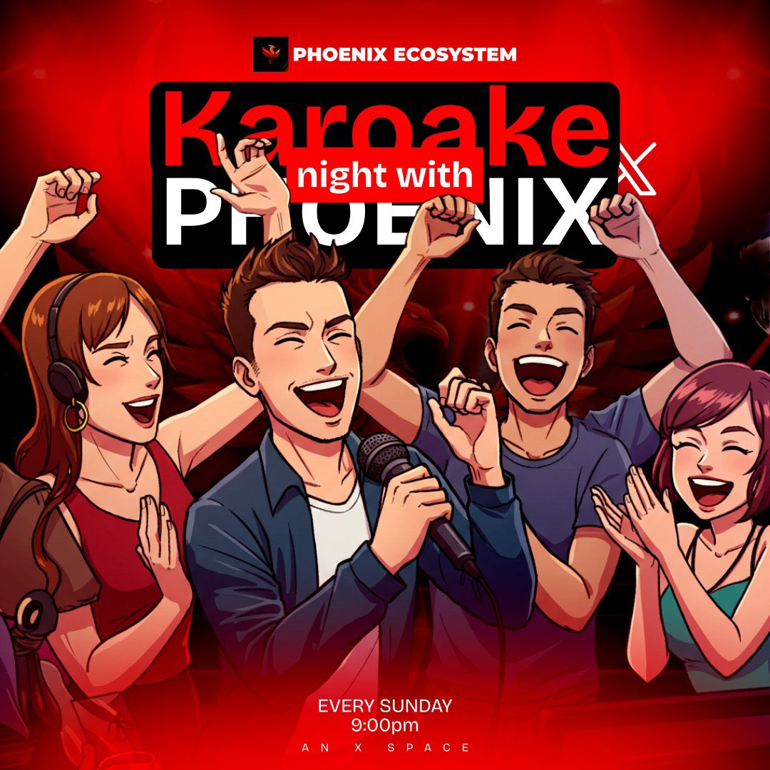 KAROAKE NIGHT + GIVEAWAYS WITH PHOENIX 🐦‍🔥 

Starts 9:00pm 
Every Sunday on X Spaces…..

Drop your favorite Songs in the comments 🫠