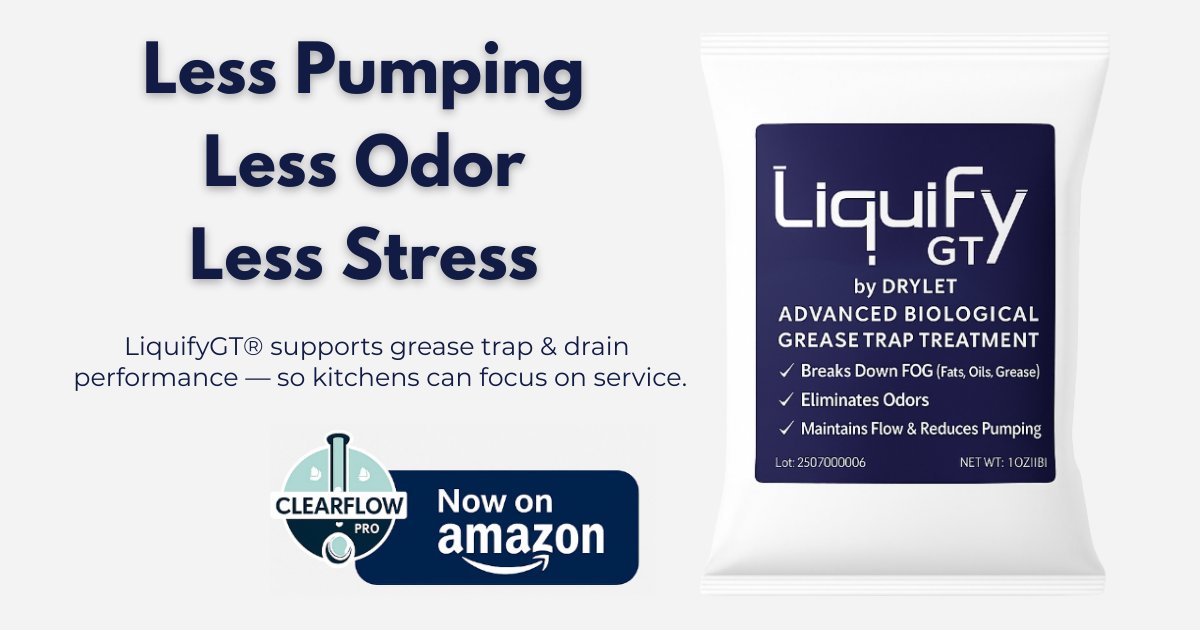 ClearflowPro's tweet image. Weekend rush = busy kitchens 🍳🍔🍕 … but don’t let your grease trap become the problem that slows everything down.

#LiquifyGT #ClearFlowPro #GreaseTrapSolutions #RestaurantLife #DrainCare #KitchenEfficiency #FOGControl #RestaurantMaintenance