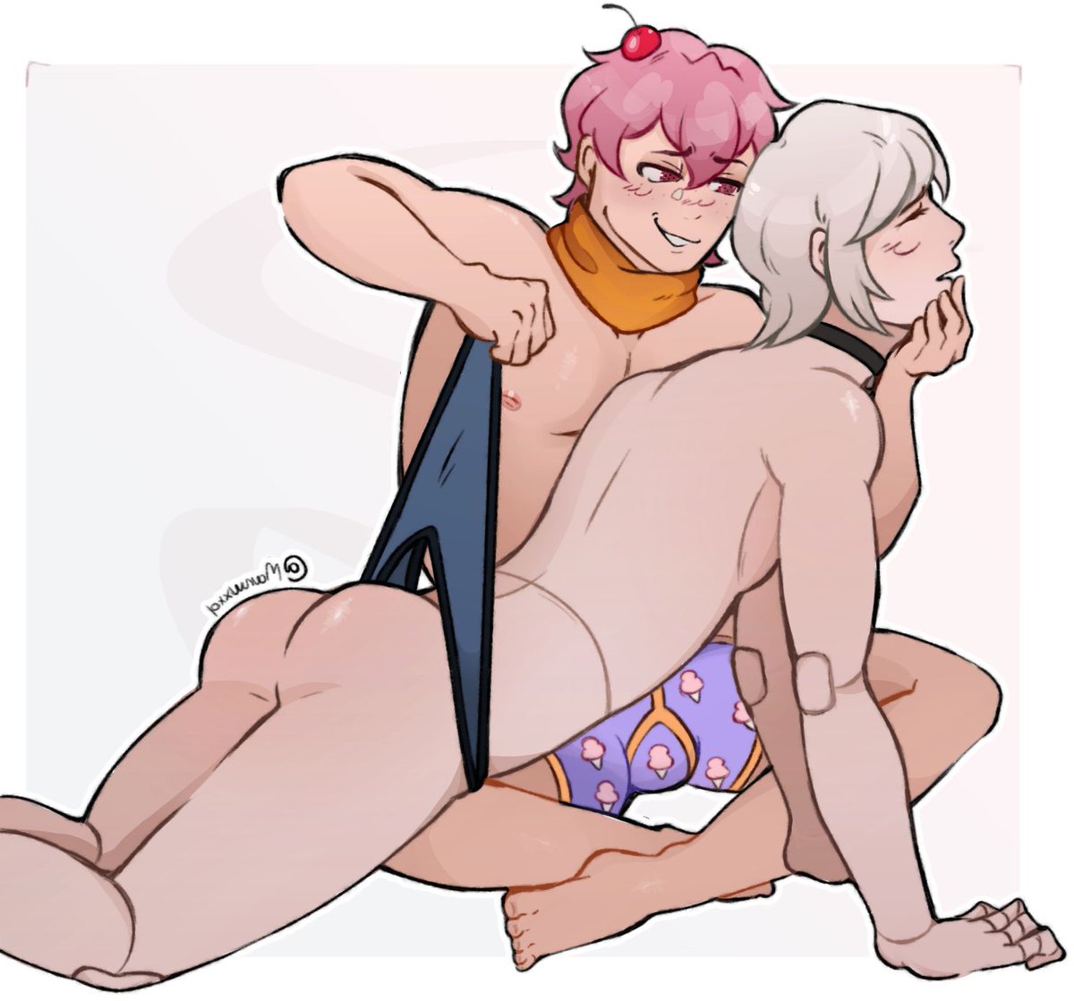 In the meantime Cakie enjoying enjoying teasing his favorite nerd 6W as always~
6W owned by: <a href="/Android_6W/">6W</a> 😏
Art by: <a href="/Manwxxq/">🔞Manw🔞 comms closed,,</a> 🎨 
origin pose by: <a href="/cleavercore/">cleaver 🔞🍉Comms closed</a> 🎨
x.com/cleavercore/st…