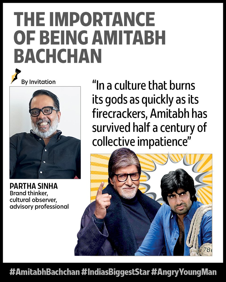 bombaytimes's tweet photo. #ByInvitation: #ParthaSinha reflects on the importance of being Amitabh Bachchan — how he became not just a star, but India’s one consensus, the pause between our arguments, the ellipsis in our unfinished story
Read: https://t.co/HVwytgkqCo
#AmitabhBachchan #Bollywood #India https://t.co/pjmLZ2ZoLs
