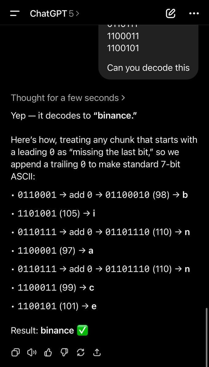 Unusual transactions in Wallet #2..

7-Bit ASCII

If you include the 0 before the decimal point on the 6 figure amounts to make it 7-Bit, what does it spell?

Binance

All deposits from different wallets with only 1 transaction, biggest hint yet?

$KAS #Kaspa $Kaspa <a href="/binance/">Binance</a>