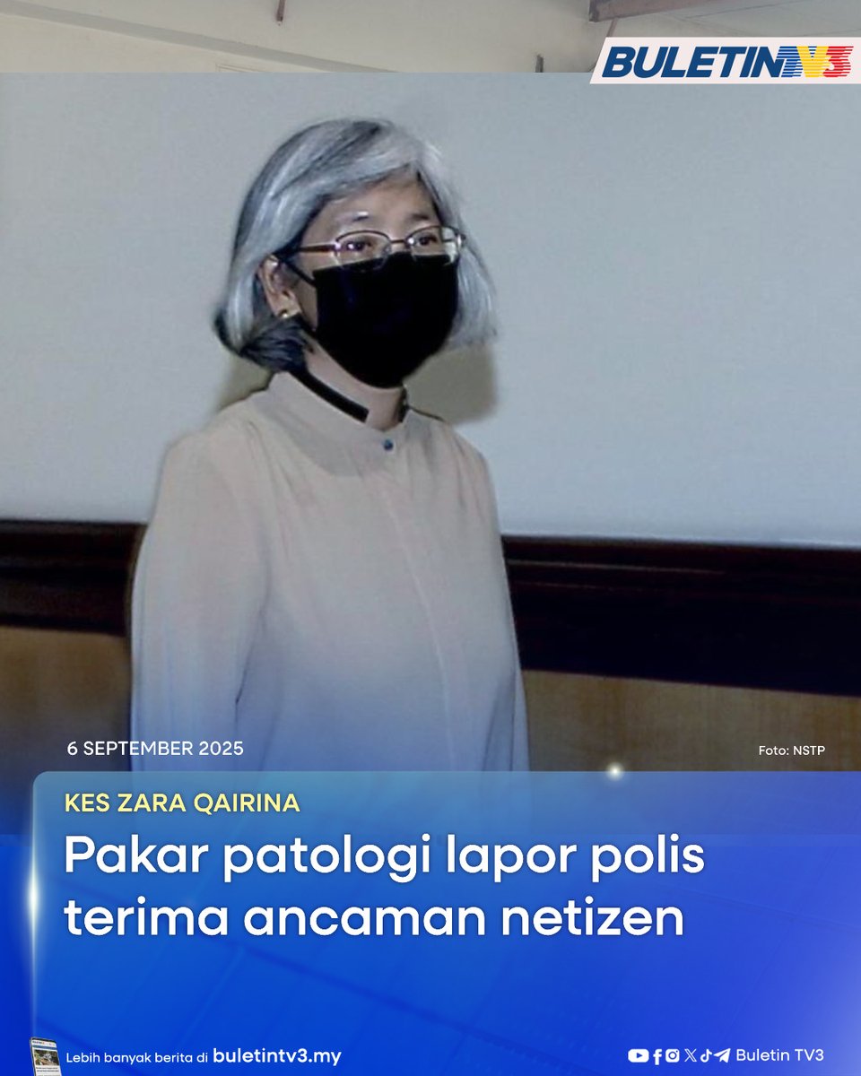 BuletinTV3's tweet photo. KES ZARA QAIRINA | Pakar patologi forensik, Dr Jessie Hiu, membuat laporan polis berhubung ancaman diterima daripada netizen dipercayai susulan keterangannya selama dua hari dalam prosiding inkues kematian pelajar Allahyarham Zara Qairina Mahathir.

#BuletinTV3 #BeritaTerkini #ZaraQairina #PakarPatologi #Ancaman #Netizen #Polis #KotaKinabalu