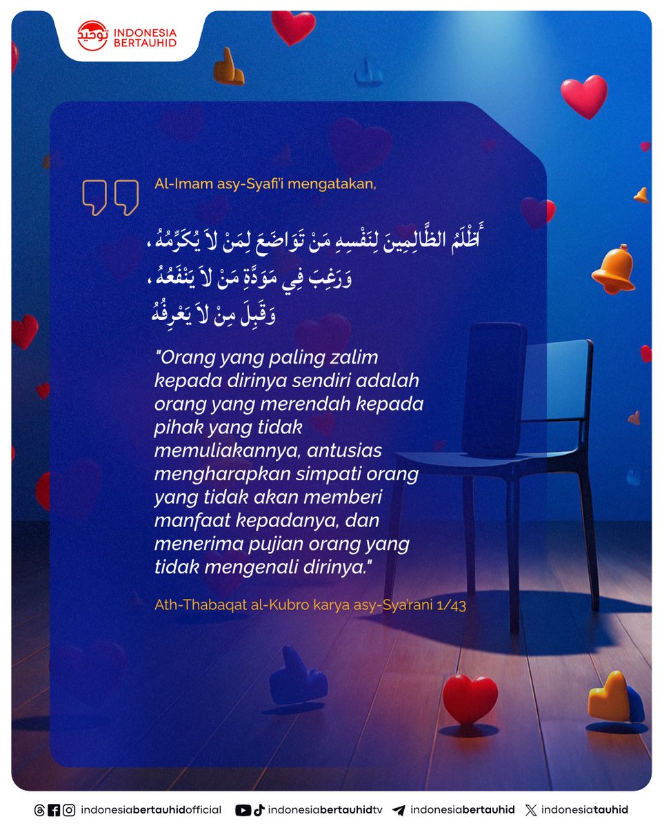 Di zaman sekarang, banyak orang rela merendahkan dirinya hanya demi like, pujian, atau validasi di media sosial. Bahkan sampai mengorbankan prinsip demi mendapat perhatian orang yang sebenarnya tidak peduli.

Simak selengkapnya:
whatsapp.com/channel/0029Va…