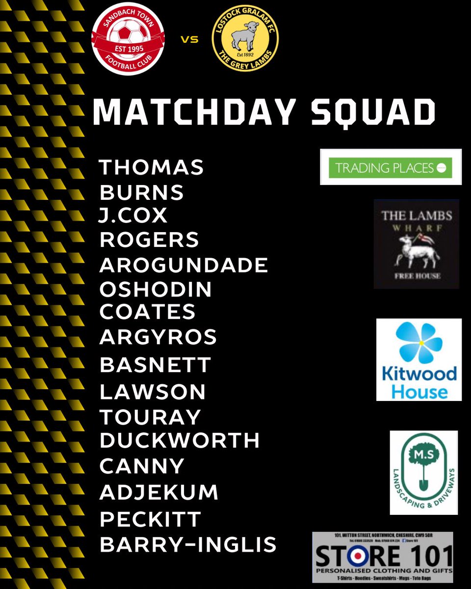 The match day squad for our away cup fixture against <a href="/Sandbachtownfc/">Sandbach Town FC</a> 🐑🐑