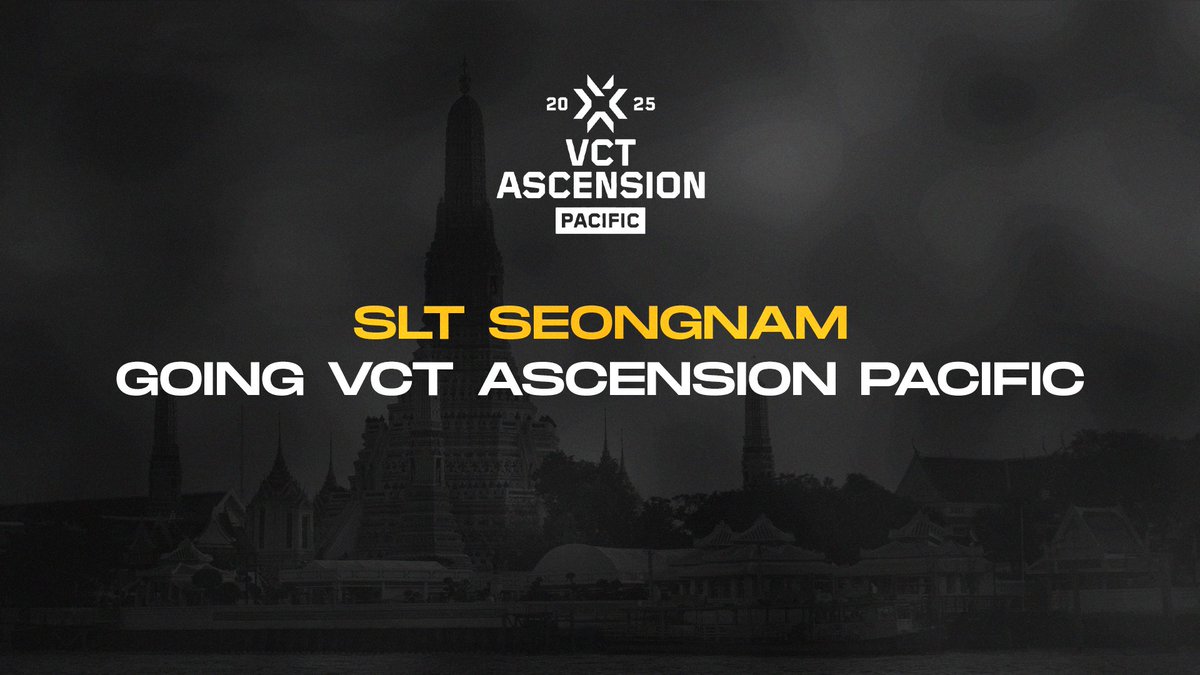 [We Go To #VCTPacific Ascension 2025]

SLT Seongnam이 VCT Ascension Pacific 2025행 티켓을 획득하였습니다!
남은 기간 열심히 준비하여 더욱 화끈하고 멋있는 경기력으로 돌아오겠습니다.

SLT Seongnam has secured a ticket to the VCT Ascension Pacific 2025!
We will prepare diligently for
