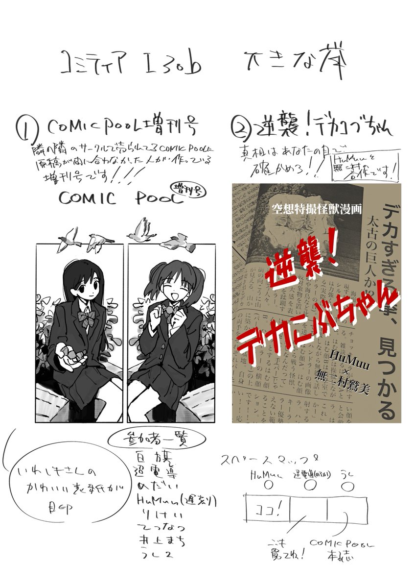 コミティアのお品書きです
I30b　大きな拳　でお待ちしております