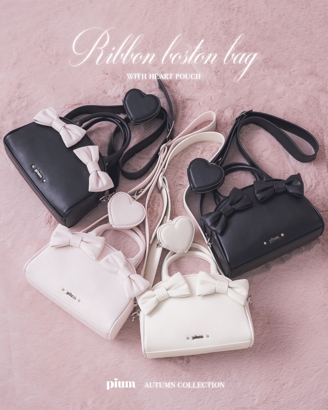 pium ピウム フロントリボンキルティングミニトートバッグ ピンク