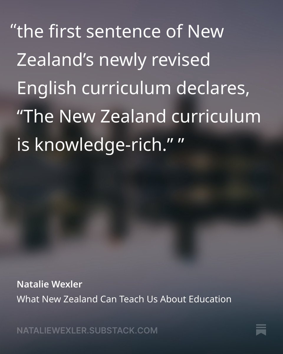 Knowledge Matters Campaign (@knowledgematrs) on Twitter photo Just in case you missed it: <a href="/natwexler/">Natalie Wexler</a>’s latest Substack highlights what New Zealand is getting right in reading reform.
They’ve ensured a knowledge-rich curriculum—a critical step toward building proficient readers & writers. Knowledge matters.
👉 nataliewexler.substack.com/p/what-new-zea… Just in case you missed it: <a href="/natwexler/">Natalie Wexler</a>’s latest Substack highlights what New Zealand is getting right in reading reform.
They’ve ensured a knowledge-rich curriculum—a critical step toward building proficient readers & writers. Knowledge matters.
👉 nataliewexler.substack.com/p/what-new-zea…