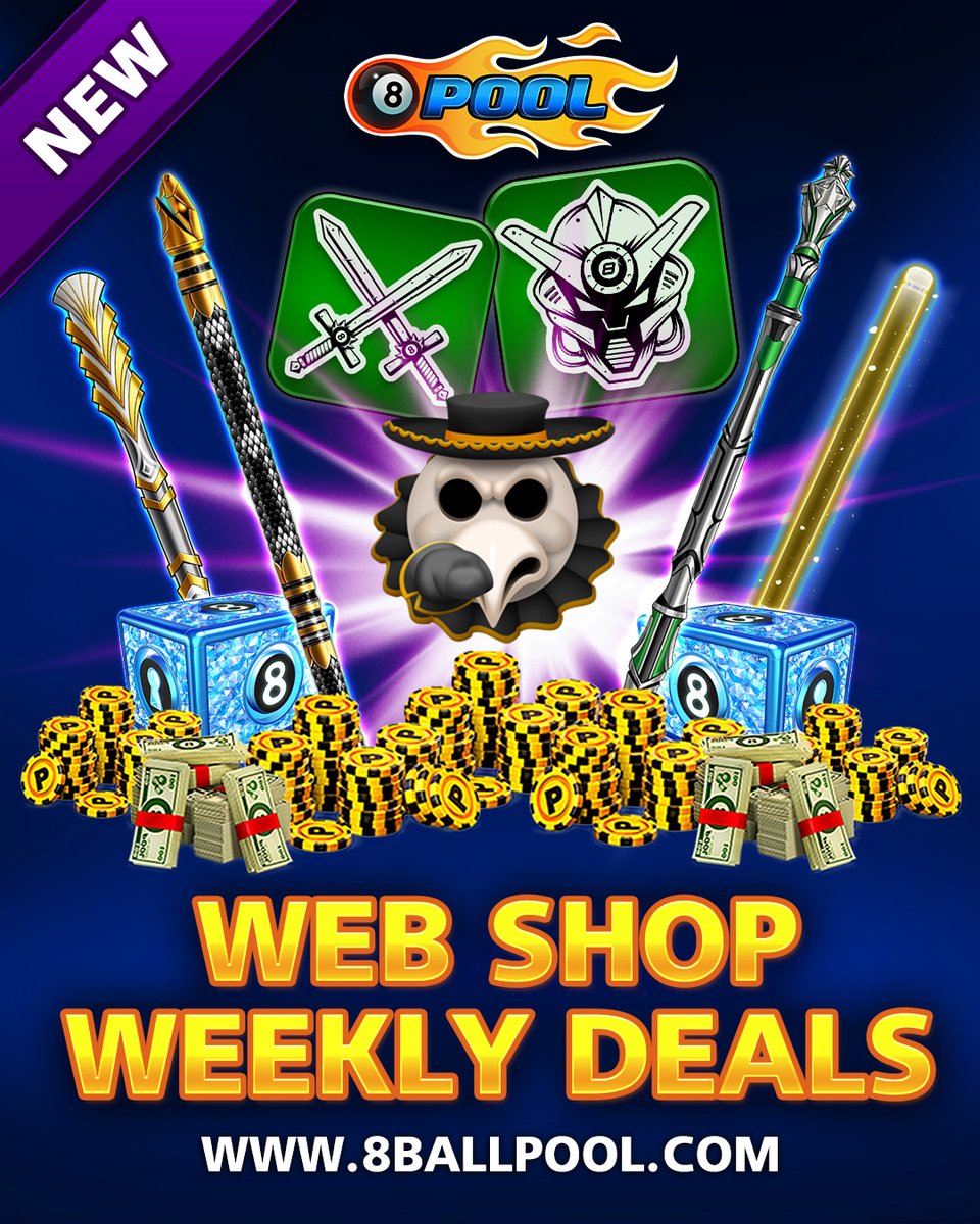 8ballpool's tweet image. NEW #WeeklyDeals 🎱 ✨

🎁 Add past #PoolPass Avatars, Emotes, Stickers, rare Cues &amp;amp; more to your collection today

Go now » mcgam.es/NILfxB

🗓️ Offers end Wed Sept 10, 23:59 UTC

#8BallPool