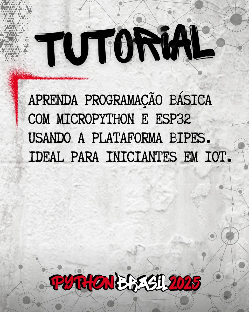 pythonbrasil's tweet image. Tutorial
Python com Microcontrolador - Quenia Gouevia
Aprenda programação básica com MicroPython e ESP32 usando a plataforma BIPES. Ideal para iniciantes em IoT.
#python #bolhadev #pythonbrasil #pybr2025