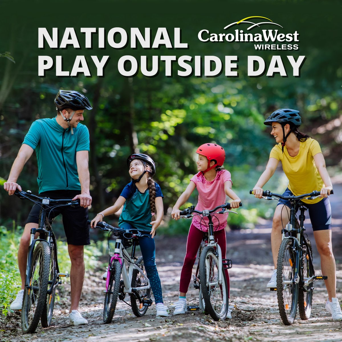 🚴‍♀️ Sunshine, smiles, and two wheels.
It’s #NationalPlayOutsideDay — the perfect excuse to unplug and ride into the weekend. 🌞
#CarolinaWestWireless #PlayOutside