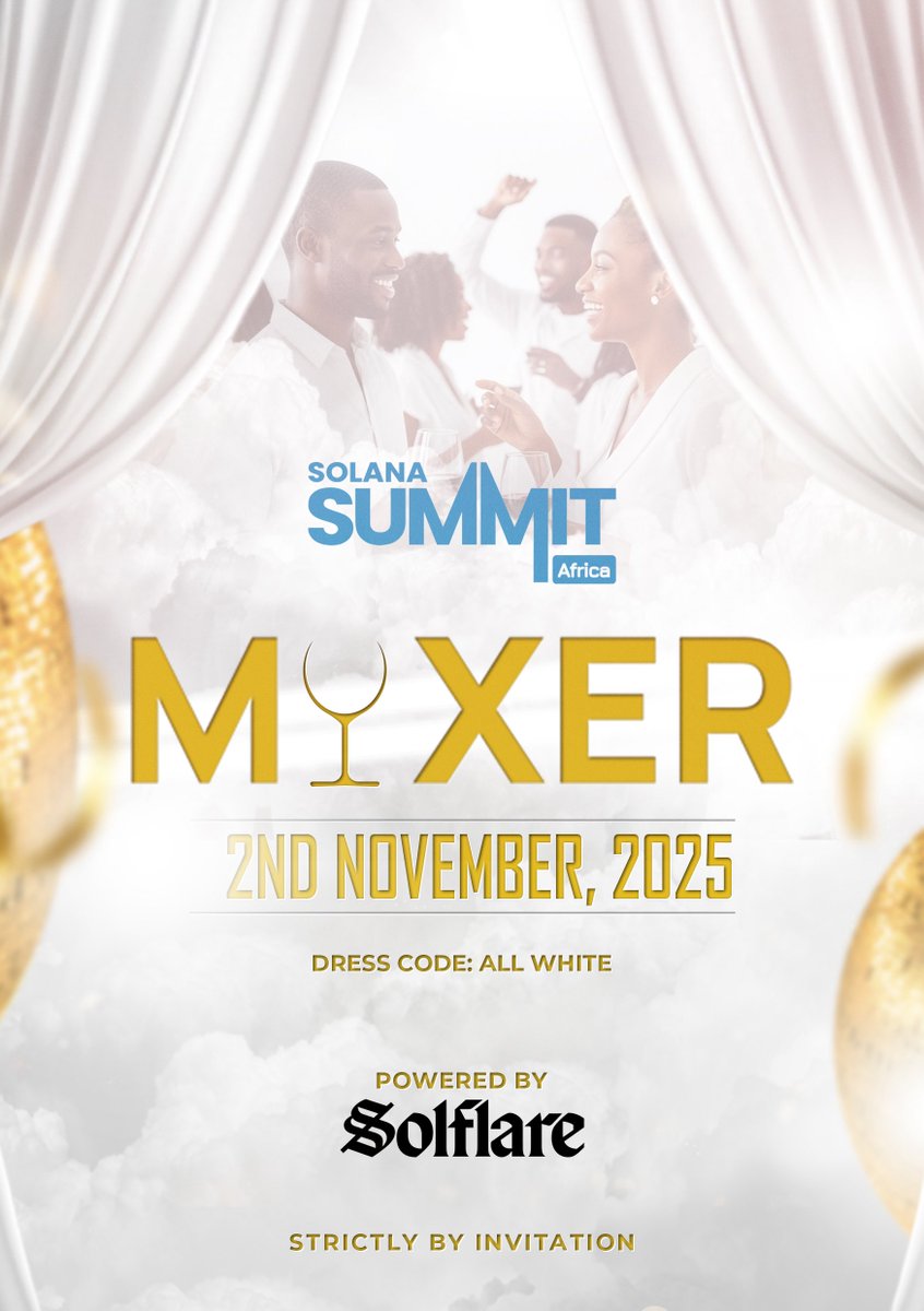 Join us for a special evening at the Solana Summit Africa Mixer, powered by <a href="/solflare/">Solflare - The Solana Wallet</a> 💛

Enjoy a relaxed atmosphere with good music, great food, and refreshing drinks, while sparking conversations that could lead to your next big partnership 🤍