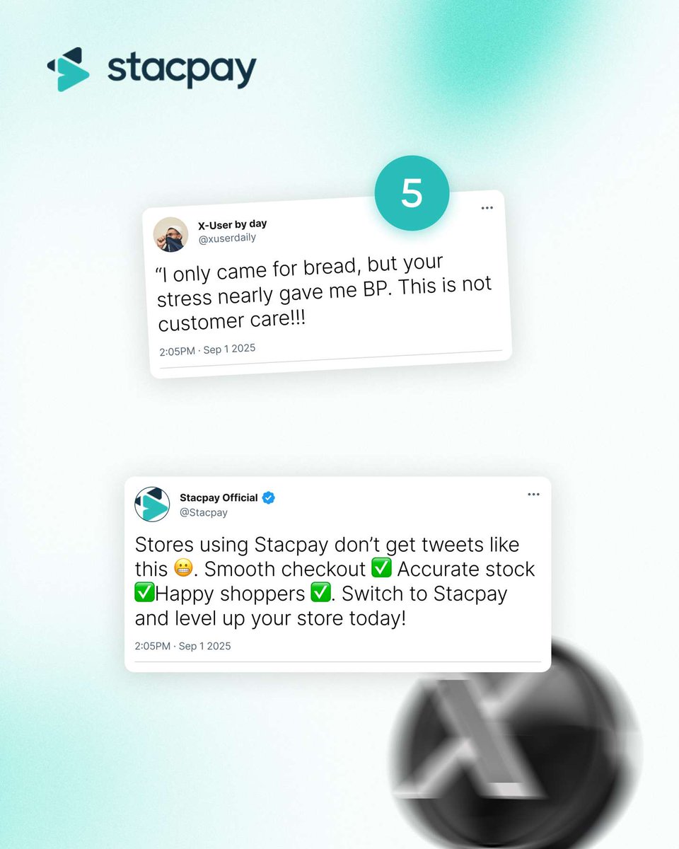 👀 Real tweets. Real frustrations.
If customers are saying this about your store, you’re already losing.
Switch to Stacpay for faster checkout ✅ smarter stock ✅ and happier customers ❤️⚡

#Stacpay #RetailMadeEasy #CheckoutSimplified