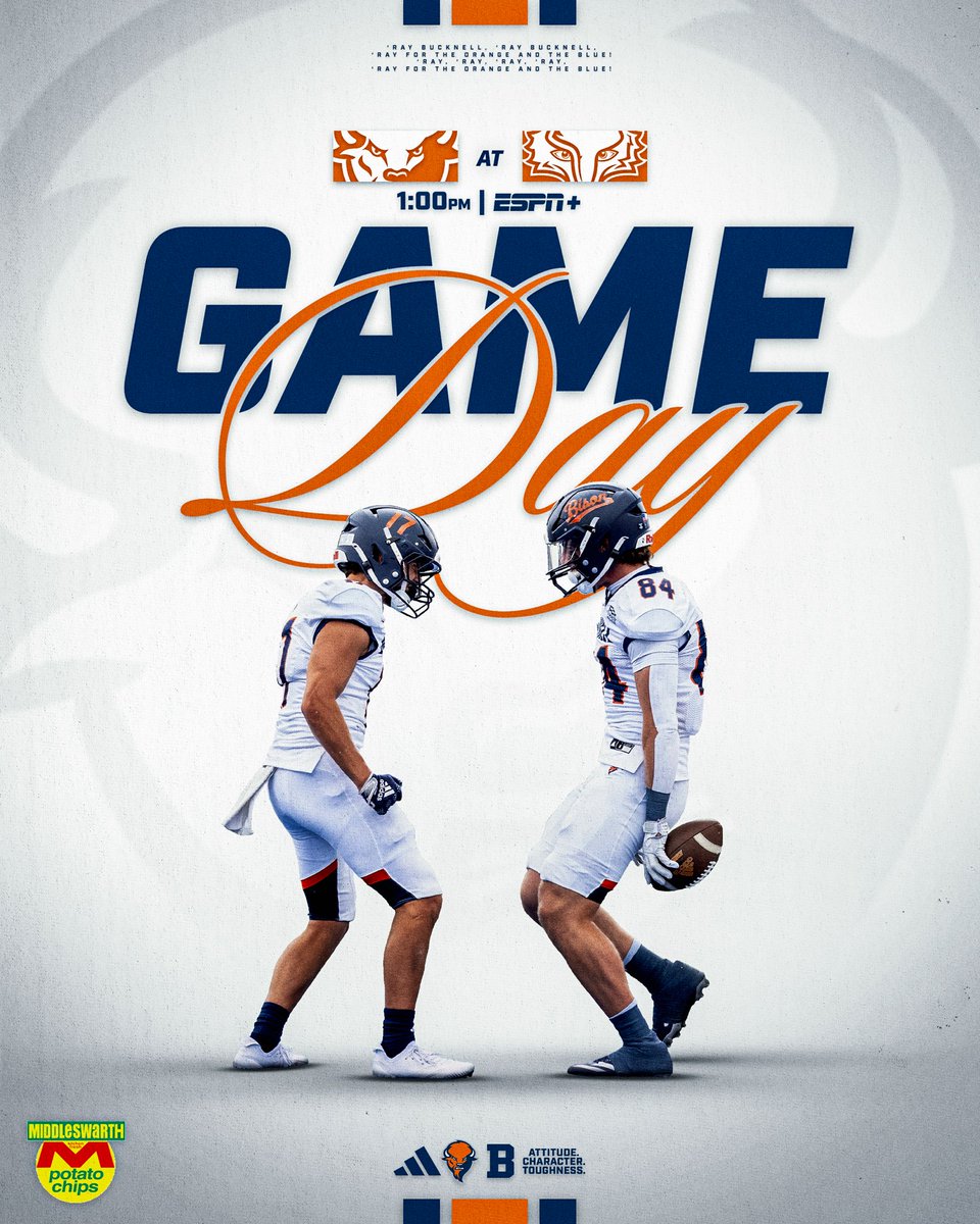 GAMEDAY!!! 🦬 On the road for the second week in a row! #rayBucknell #ACT

🆚Marist
📍Poughkeepsie, N.Y.
⏰1 p.m.
📺ESPN+
📻WKOK 1070 AM
📊shorturl.at/b0S7n