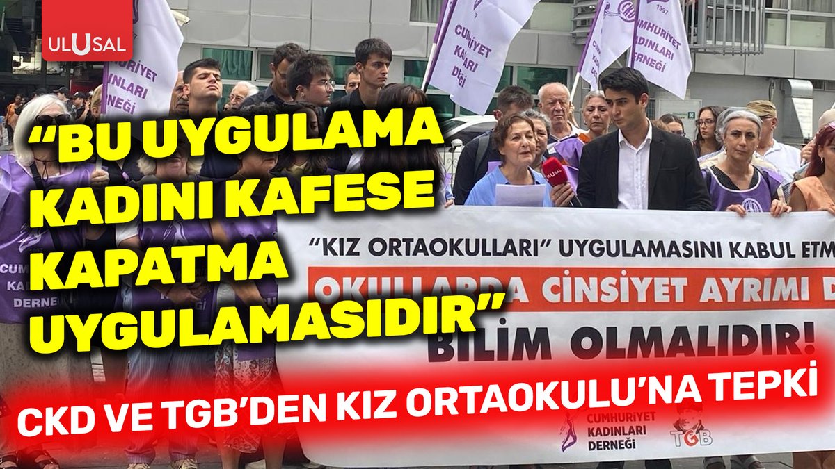 💢"Bu uygulama kadını kafese kapatma uygulamasıdır"

▪️ CKD ve TGB'den kız ortaokulu uygulamasına tepki

<a href="/ckdgenelmerkez_/">Cumhuriyet Kadınları Derneği (CKD)</a> <a href="/genclikbirligi/">TGB</a> 
🔴youtu.be/LKBCKMlmDTI