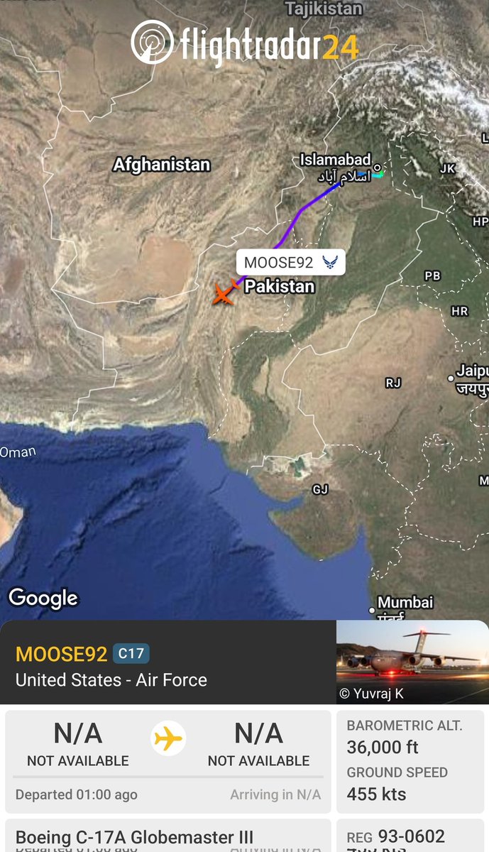 sipjack1776's tweet photo. C-17A πΊπ²
#AE07DC
93-0602/MOOSE92
Out of Islamabad tracking SW
@Borrowed7Time https://t.co/n8MUJB3Glx